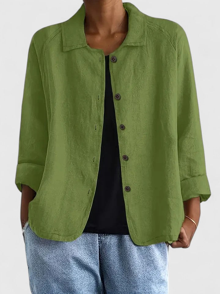 Philippa Ashmore | Pink Linen-Blend Button-Front Shirt