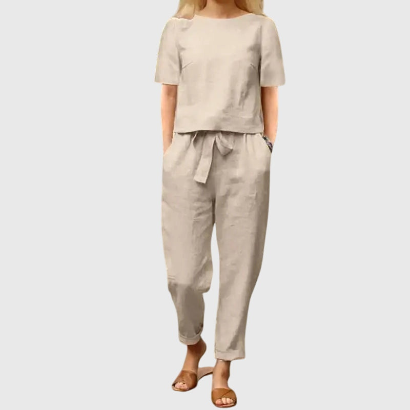 Violette Marchand | Navy Linen-Look Co-Ord Short Sleeve Set