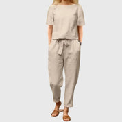 Violette Marchand | Navy Linen-Look Co-Ord Short Sleeve Set