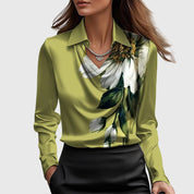 Séraphelle Wyndcourt | Satin Cowl-Neck Blouse in Champagne