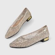 Natalie Chesterbourne | Gold Lace Orthopedic Flat Loafers