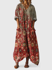 Eleonore Castlewood | Bohemian Ethnic Print Maxi Dress with Pockets