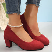 Lucienne Fairvale | Black Suede Block Heel Pumps – Orthopedic Comfort