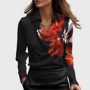 Séraphelle Wyndcourt | Satin Cowl-Neck Blouse in Champagne