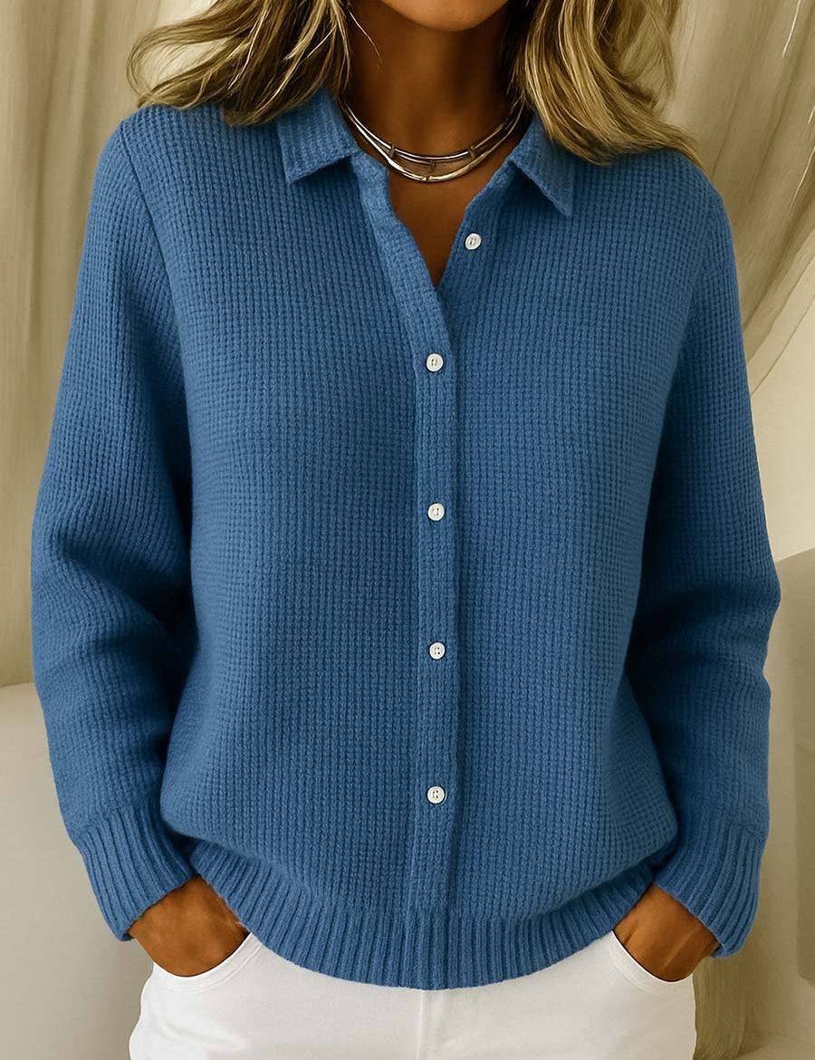 Colette Ashbourne | Blue Button-Up Knit Cardigan Long Sleeve