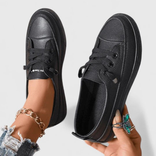 Emmeline Beaufort | White Lace-Up Orthopedic Sneakers