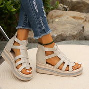 Vittoria Carmonde | Black Gladiator Platform Sandals with Rhinestone Detail