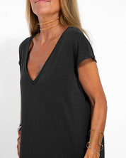 Seraphine Caldwell | Coral V-Neck Side Slit Maxi Dress