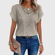 Isabeau Lennox | Cream Lace Detail Waffle Knit Top