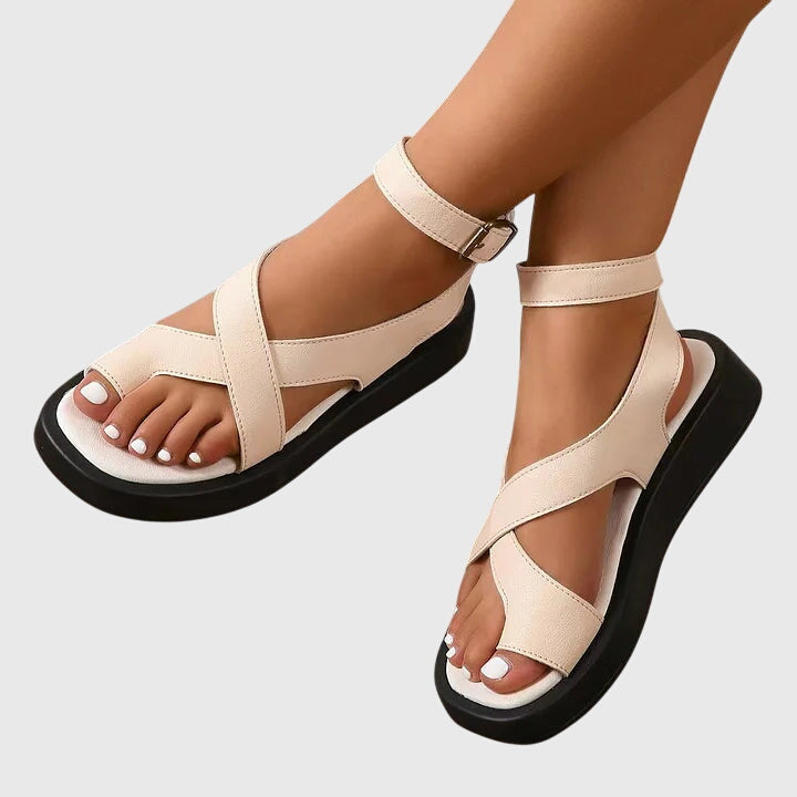 Rosalinde Ashgrove | Orange Platform Sandals with Ankle Strap