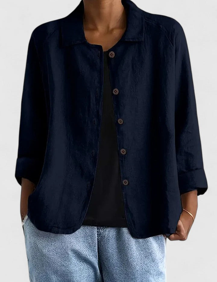 Philippa Ashmore | Pink Linen-Blend Button-Front Shirt