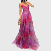 Seraphelle Duvalmont | Floral Print Maxi Dress with Crisscross Straps