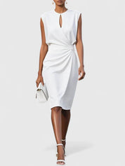 Adaline Beauremont | Navy Blue Sleeveless Keyhole Midi Dress