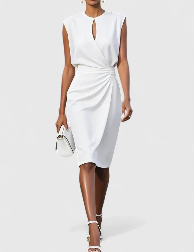Adaline Beauremont | Navy Blue Sleeveless Keyhole Midi Dress