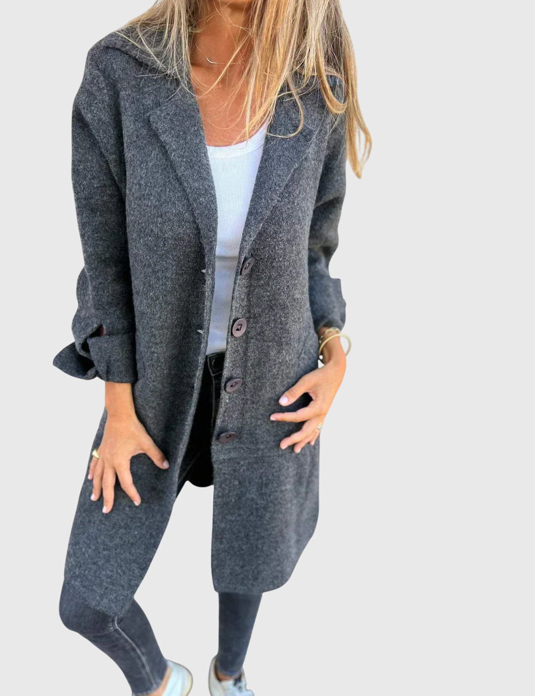 Camille Fontaine | Pink Button-Front Blazer Coat