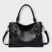Serena Whitmore | Brown Faux Leather Tote Handbag with Shoulder Strap