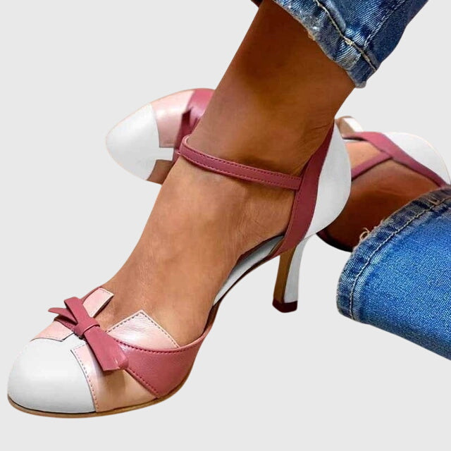 Vivienne Rosafort | Pink & Blue Bow Ankle Strap Heels