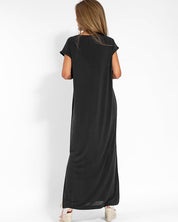 Seraphine Caldwell | Coral V-Neck Side Slit Maxi Dress
