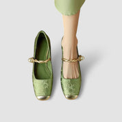 Odette Villeneuve | Green Orthopedic Mary Jane Low Heels