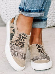 Arabella Somerfield | Leopard Patchwork Canvas Slip-On Sneakers