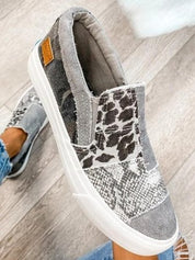 Arabella Somerfield | Leopard Patchwork Canvas Slip-On Sneakers
