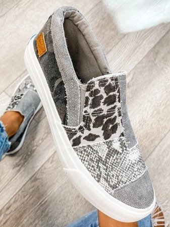 Arabella Somerfield | Leopard Patchwork Canvas Slip-On Sneakers