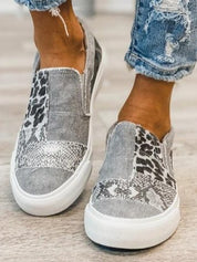 Arabella Somerfield | Leopard Patchwork Canvas Slip-On Sneakers