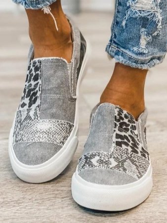 Arabella Somerfield | Leopard Patchwork Canvas Slip-On Sneakers