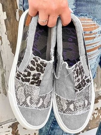 Arabella Somerfield | Leopard Patchwork Canvas Slip-On Sneakers