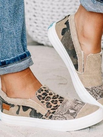 Arabella Somerfield | Leopard Patchwork Canvas Slip-On Sneakers