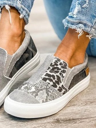 Arabella Somerfield | Leopard Patchwork Canvas Slip-On Sneakers