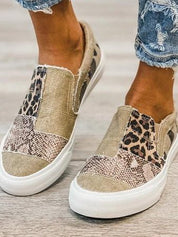 Arabella Somerfield | Leopard Patchwork Canvas Slip-On Sneakers