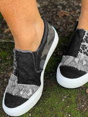 Arabella Somerfield | Leopard Patchwork Canvas Slip-On Sneakers