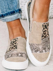 Arabella Somerfield | Leopard Patchwork Canvas Slip-On Sneakers