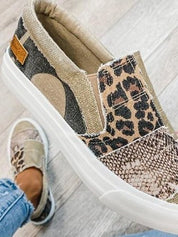 Arabella Somerfield | Leopard Patchwork Canvas Slip-On Sneakers