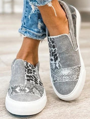 Arabella Somerfield | Leopard Patchwork Canvas Slip-On Sneakers