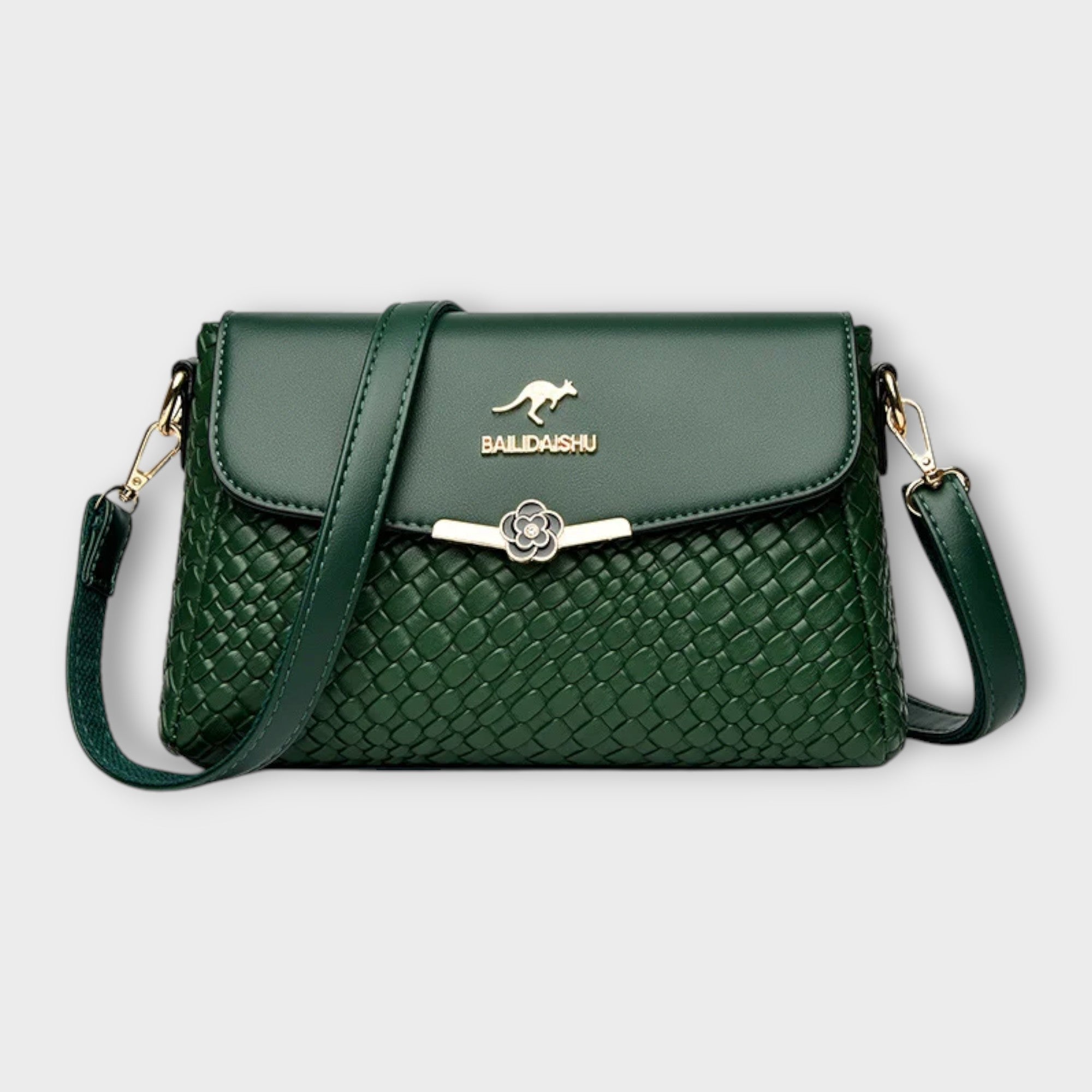 Sophia Bellantyne | Black Woven Faux Leather Crossbody Bag