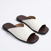 Natasha Ellermonde | Black Flat Open-Toe Slide Sandals