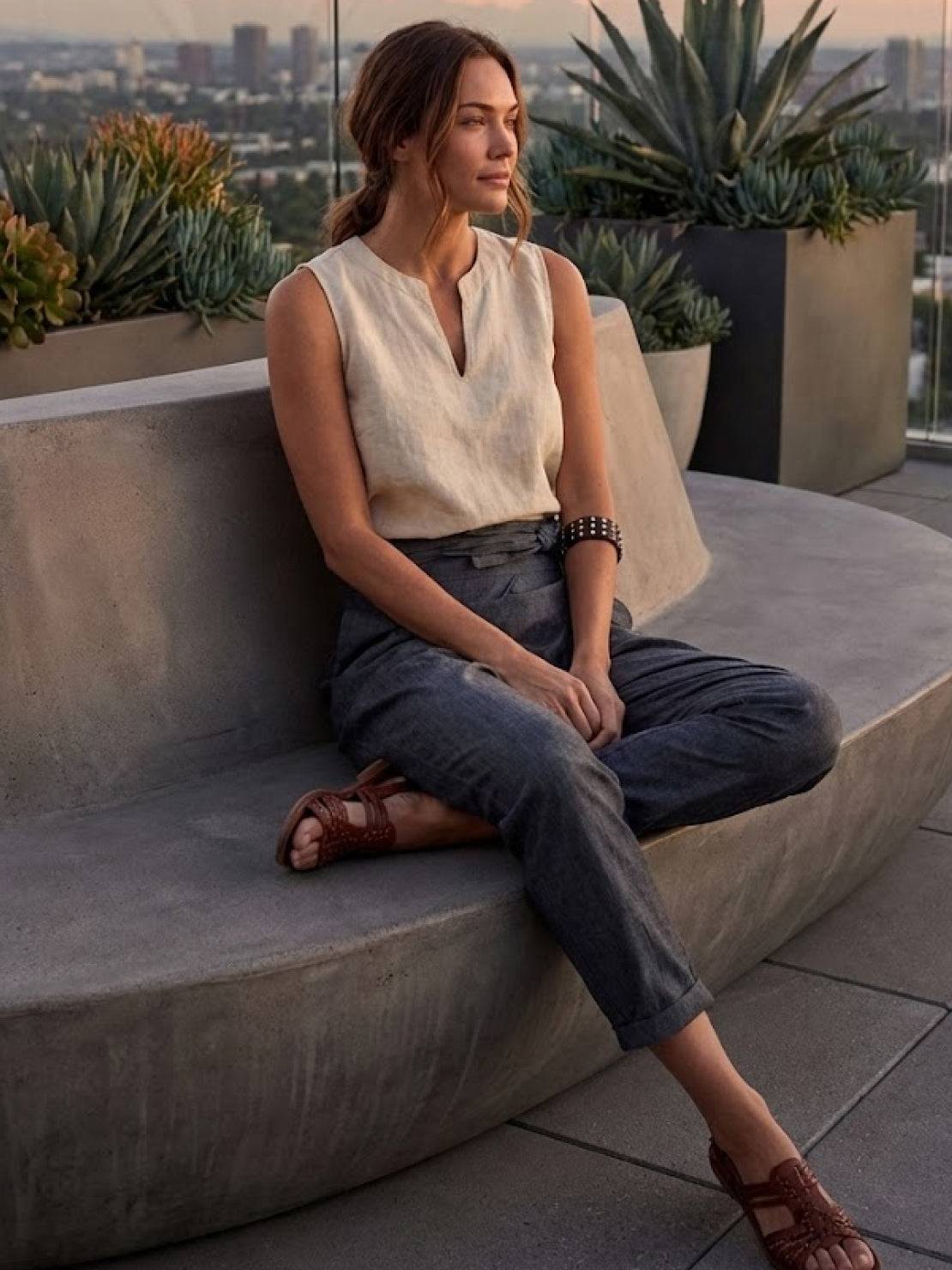 Mathilde Beauregard | High Waist Wrap Front Cropped Tapered Pants in Grey