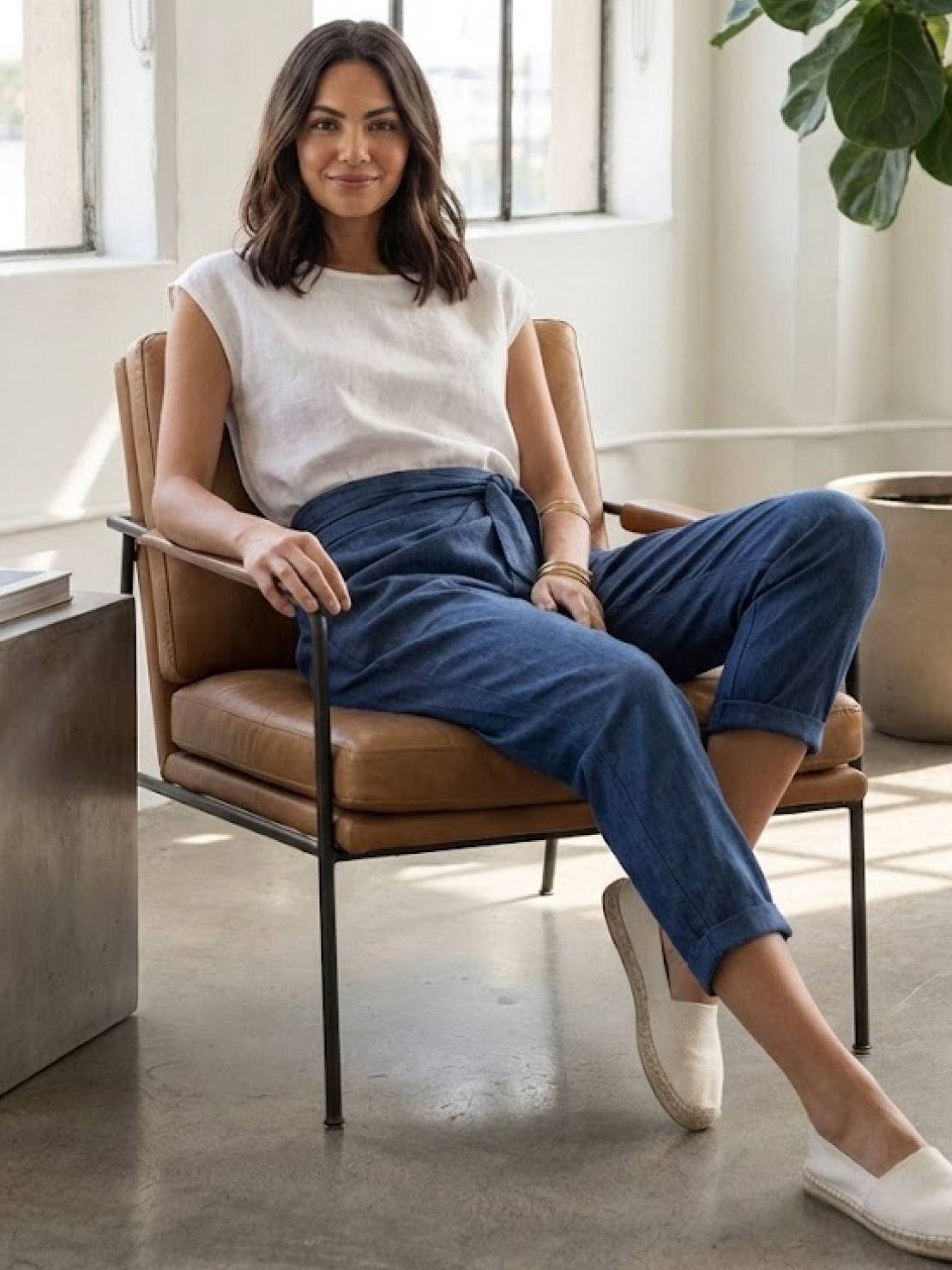 Mathilde Beauregard | High Waist Wrap Front Cropped Tapered Pants in Grey