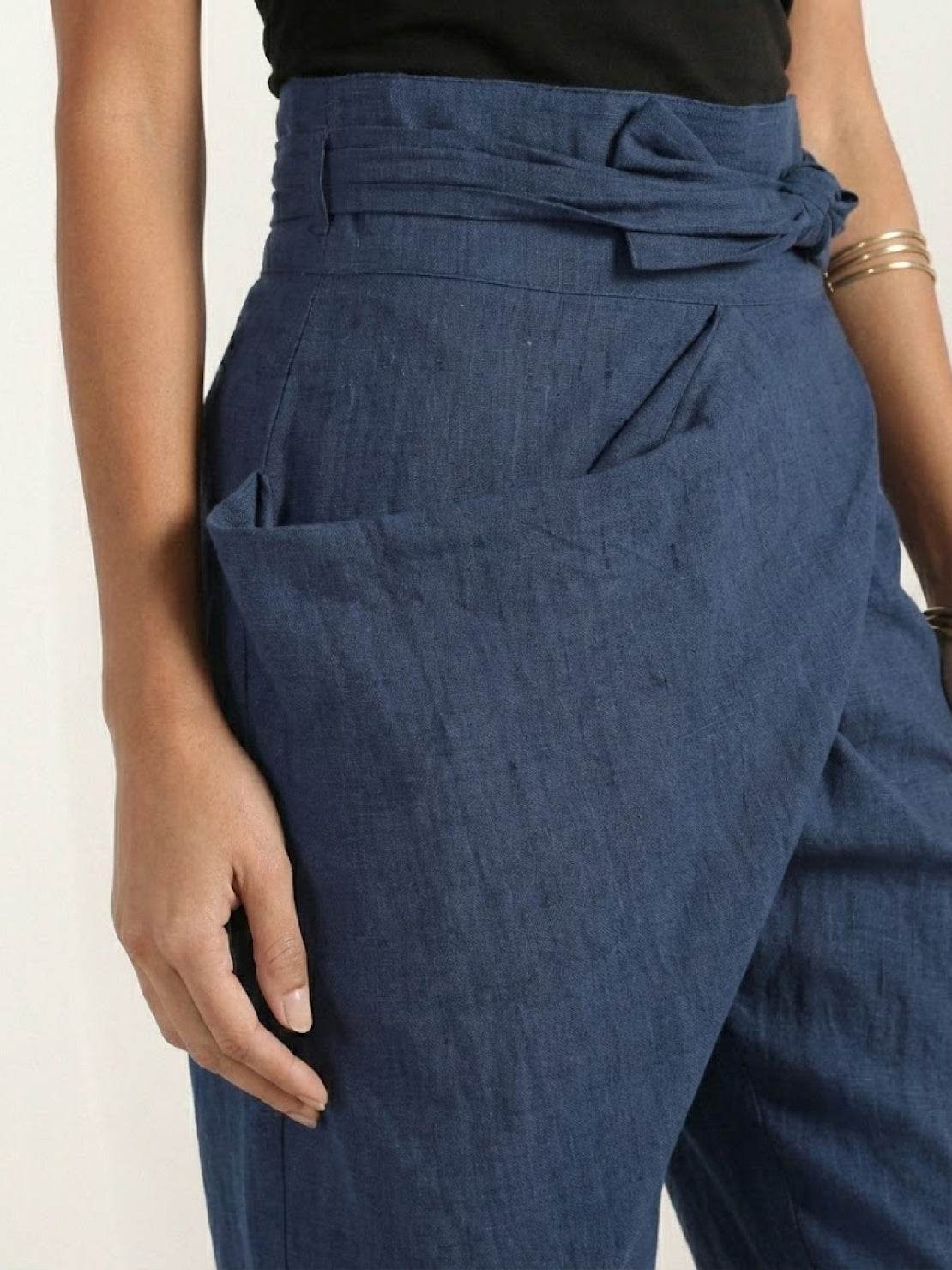 Mathilde Beauregard | High Waist Wrap Front Cropped Tapered Pants in Grey