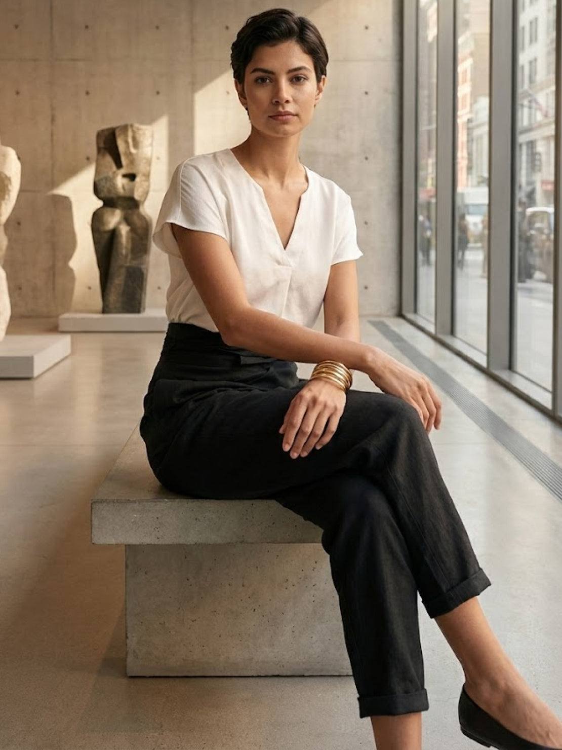 Mathilde Beauregard | High Waist Wrap Front Cropped Tapered Pants in Grey