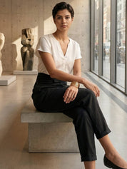 Mathilde Beauregard | High Waist Wrap Front Cropped Tapered Pants in Grey