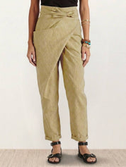 Mathilde Beauregard | High Waist Wrap Front Cropped Tapered Pants in Grey