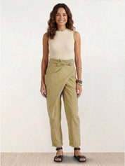 Mathilde Beauregard | High Waist Wrap Front Cropped Tapered Pants in Grey