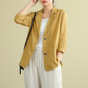 Genevieve Hartwell | Women's Blue Linen Blazer Lightweight Tailored with Pockets