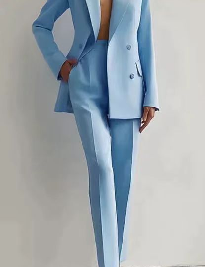 Vivienne Stormcroft | Red Double-Breasted Blazer & Slim Pants Suit Set