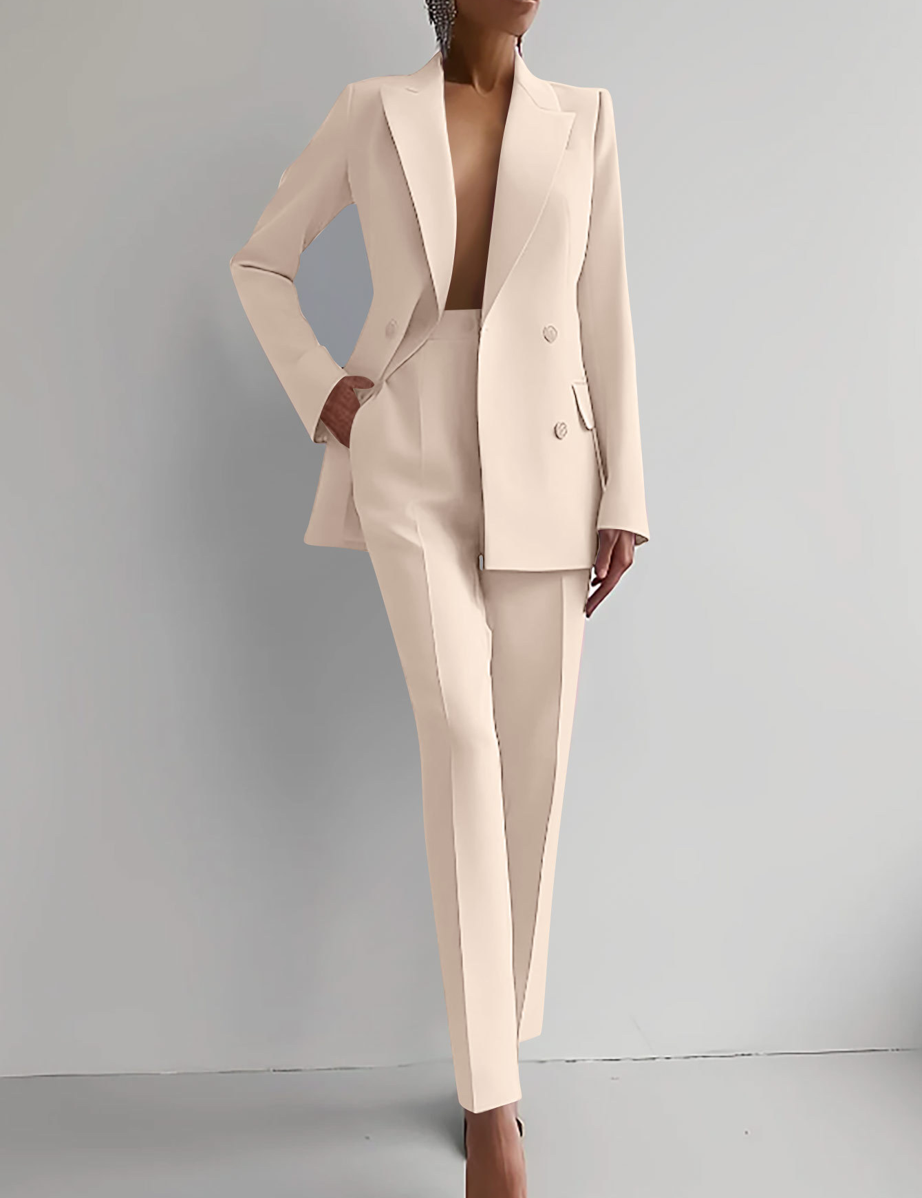 Vivienne Stormcroft | Red Double-Breasted Blazer & Slim Pants Suit Set