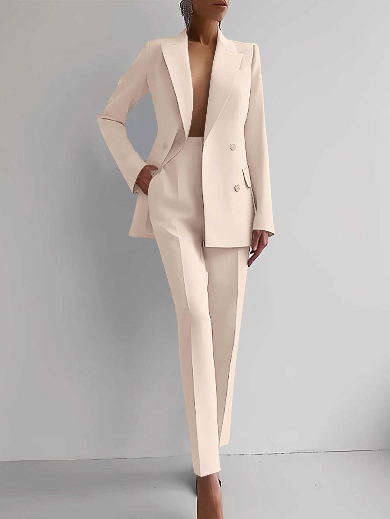 Vivienne Stormcroft | Red Double-Breasted Blazer & Slim Pants Suit Set