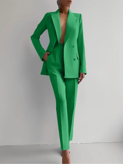 Vivienne Stormcroft | Red Double-Breasted Blazer & Slim Pants Suit Set